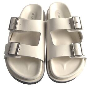 St Agni Double Buckle leather slide
